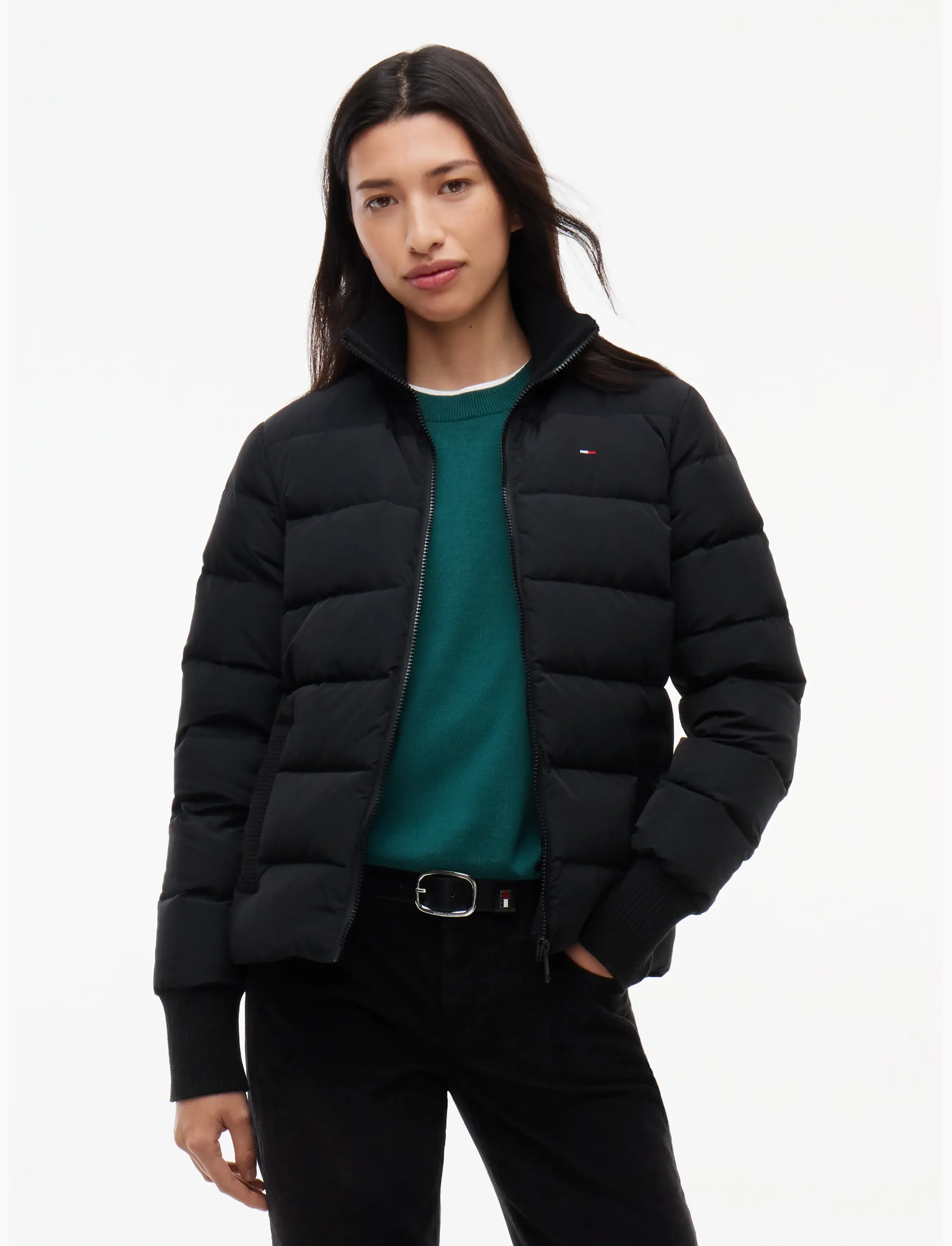 Tommy Jeans TJW RIB SLIM PUFFER DOWN - Tommy Hilfiger - BLACK / black