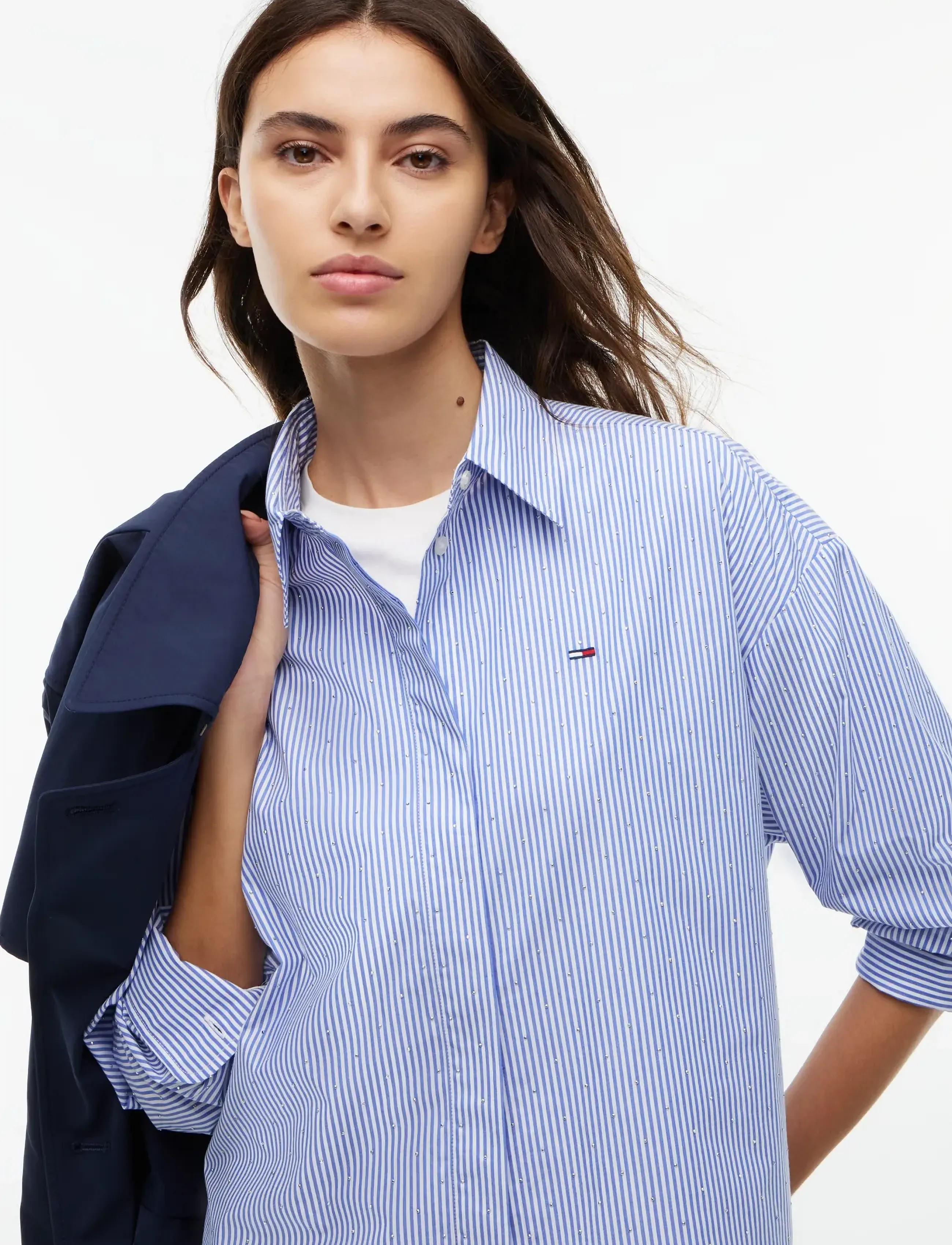Tommy Jeans - TJW BLING CROP SHIRT - bling blue stripe - 3
