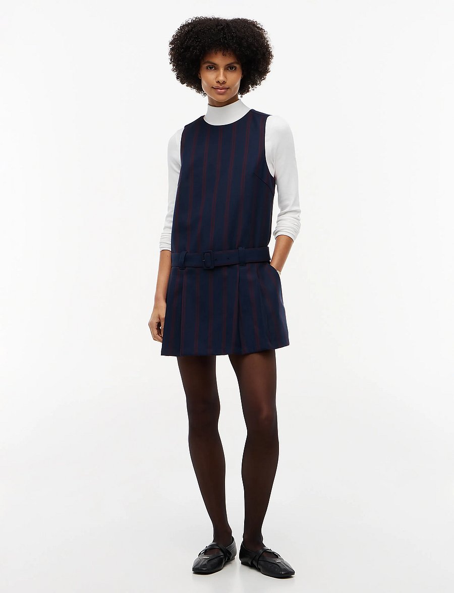 Tommy Jeans - TJW STRIPE MINI PLEATED DRESS - korte kjoler - dark blue stripe - 0