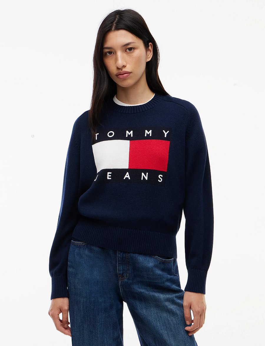 Tommy Jeans - TJW FLAG SWEATER EXT - kampsunid - dark blue - 0
