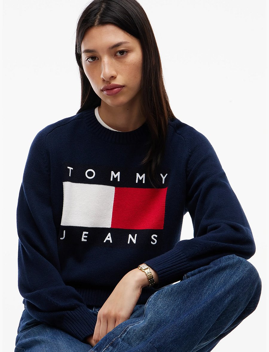 Tommy Jeans - TJW FLAG SWEATER EXT - kampsunid - dark blue - 3