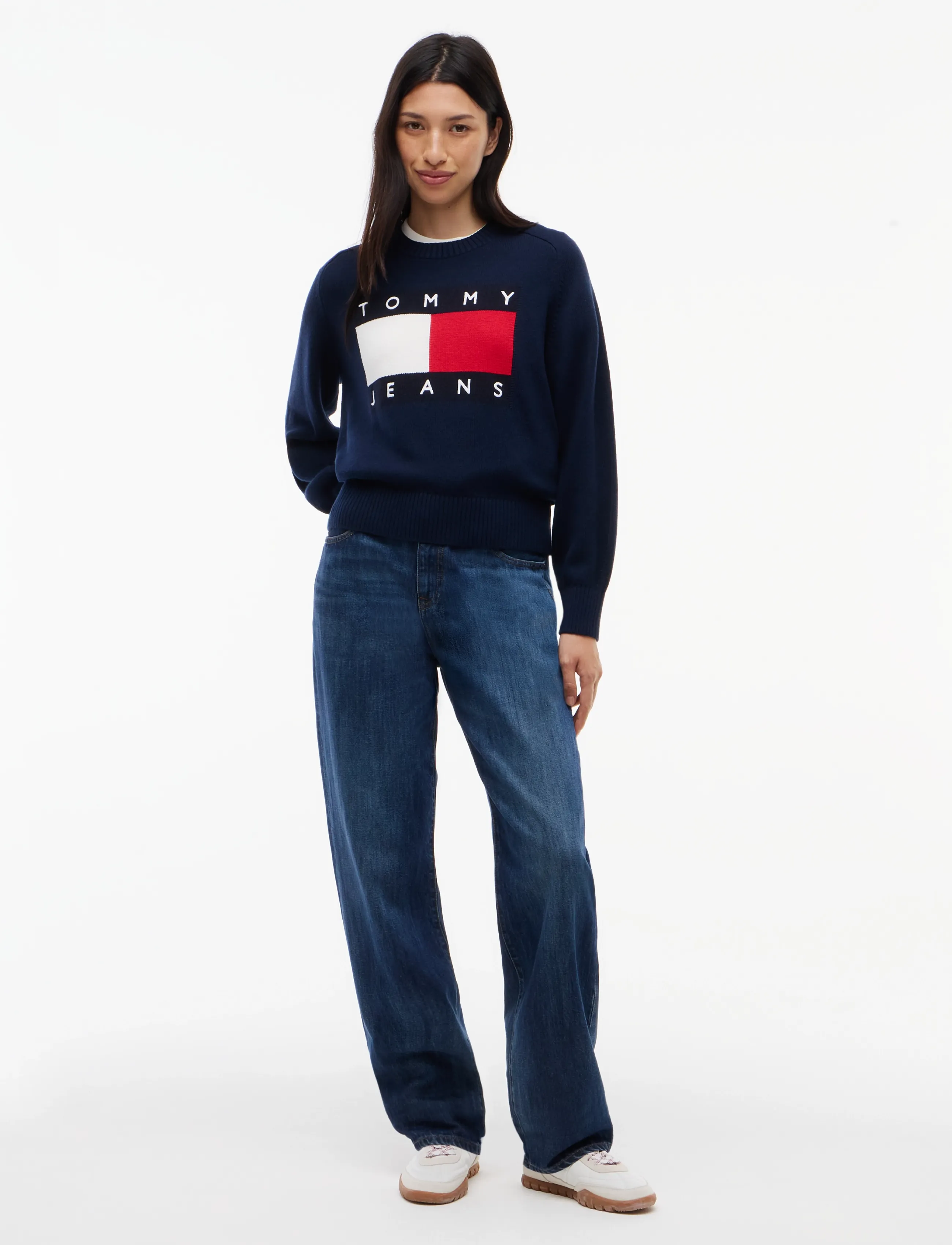 Tommy Jeans - TJW FLAG SWEATER EXT - kampsunid - dark blue - 4