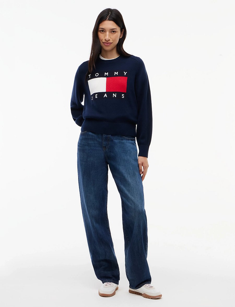Tommy Jeans - TJW FLAG SWEATER EXT - kampsunid - dark blue - 4
