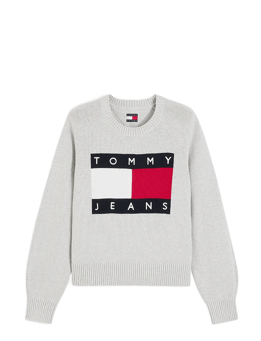 Tommy Jeans - TJW FLAG SWEATER EXT - jumpers - ice grey heather - 1