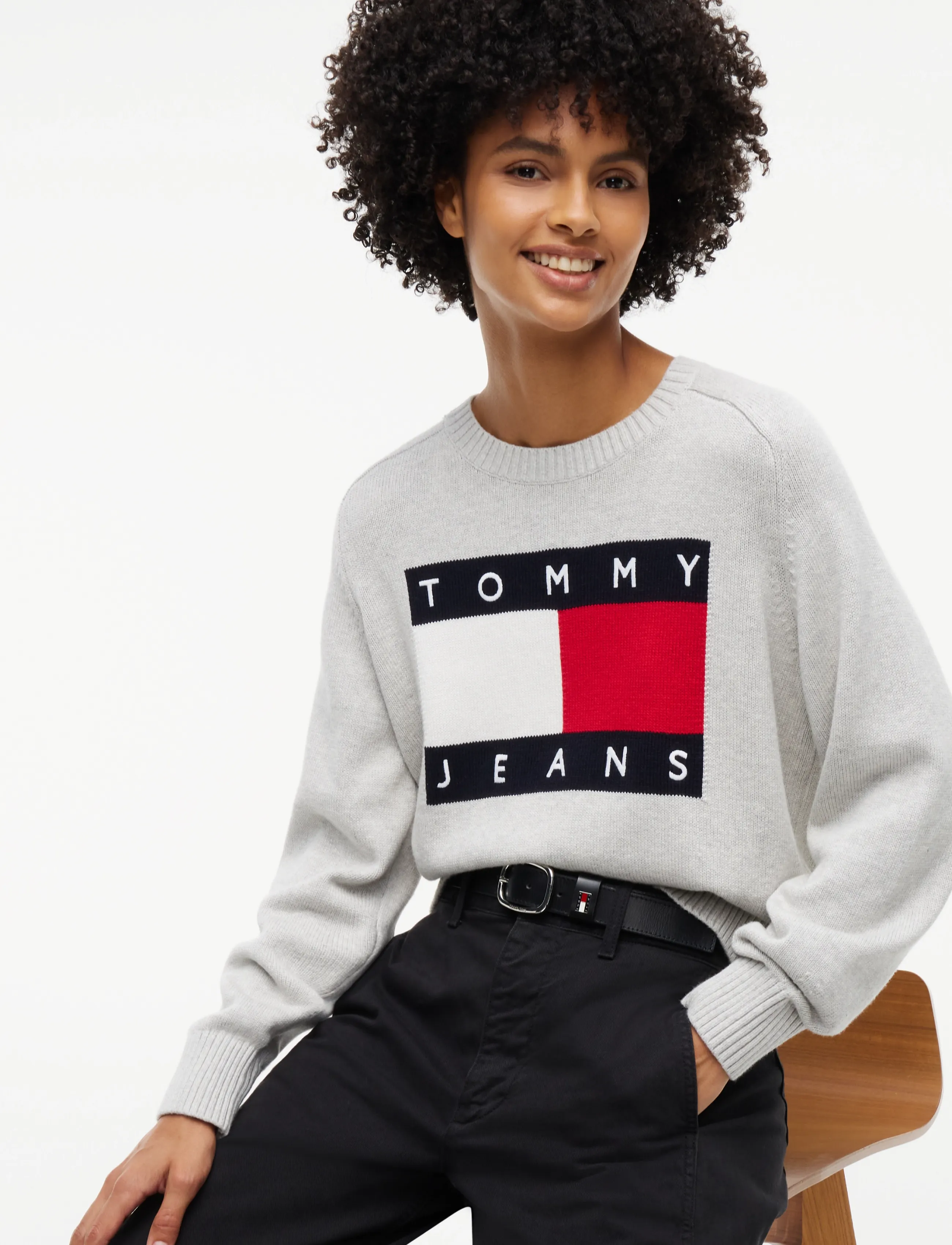 Tommy Jeans - TJW FLAG SWEATER EXT - jumpers - ice grey heather - 3