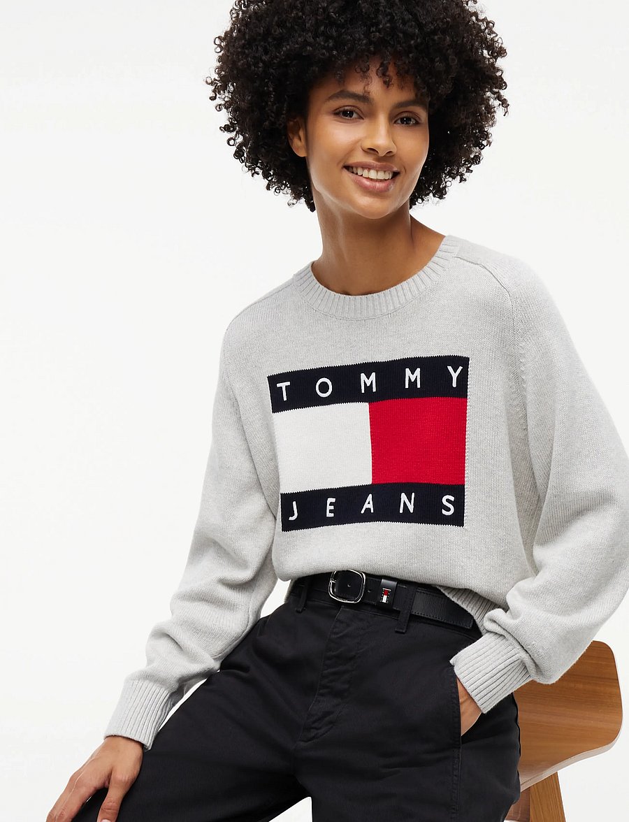 Tommy Jeans - TJW FLAG SWEATER EXT - jumpers - ice grey heather - 3