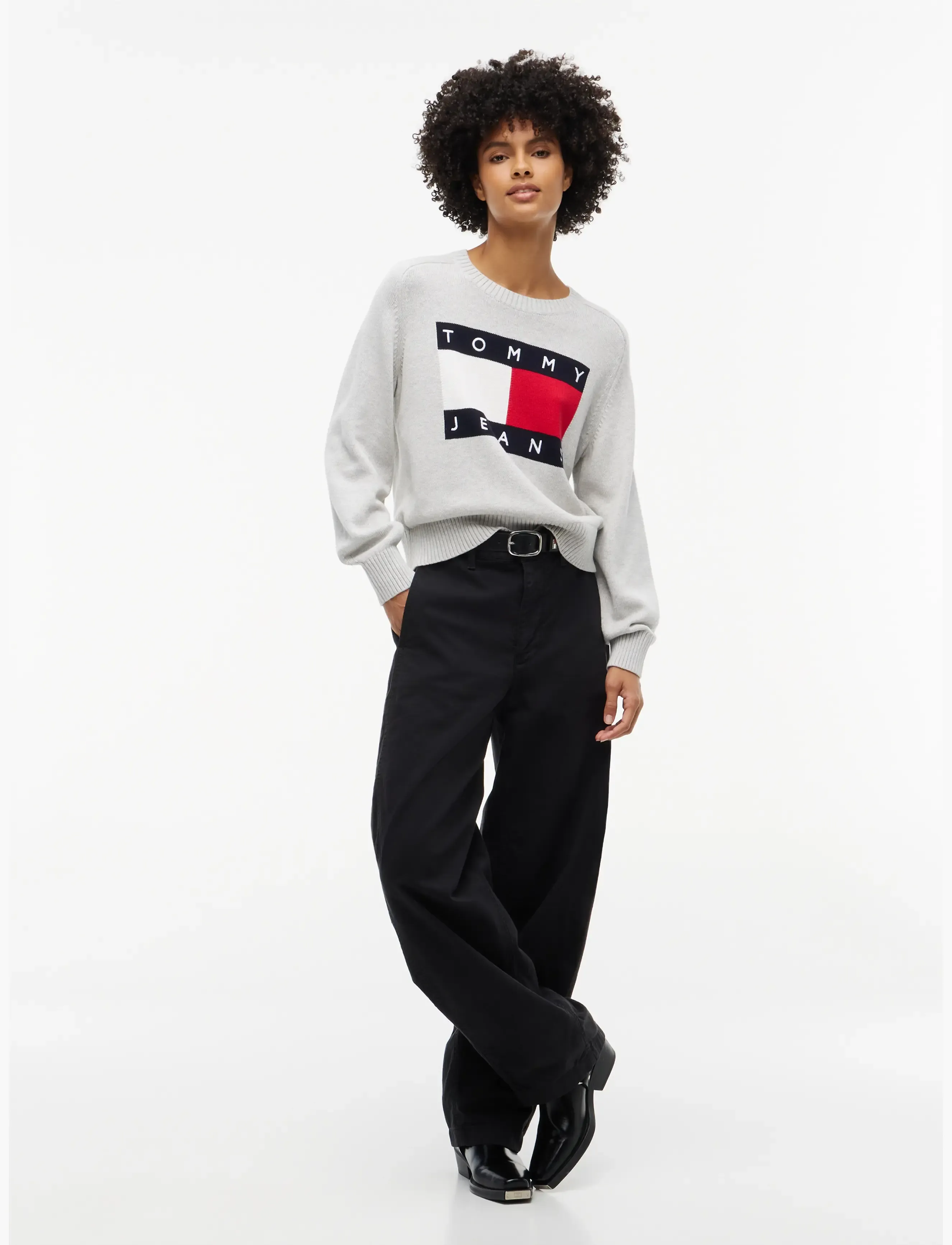 Tommy Jeans - TJW FLAG SWEATER EXT - jumpers - ice grey heather - 4