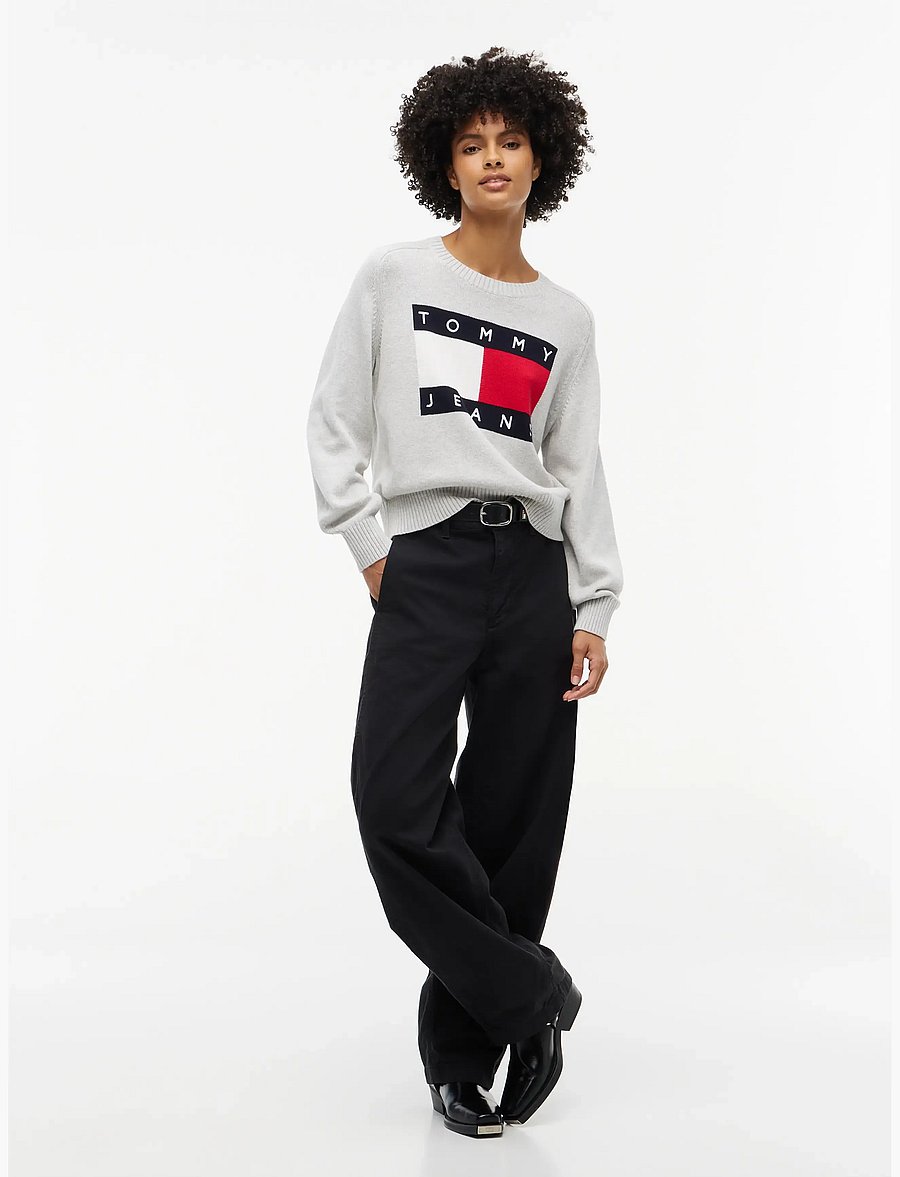 Tommy Jeans - TJW FLAG SWEATER EXT - jumpers - ice grey heather - 4