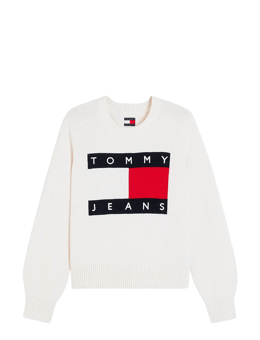 Tommy Jeans - TJW FLAG SWEATER EXT - jumpers - off white - 1