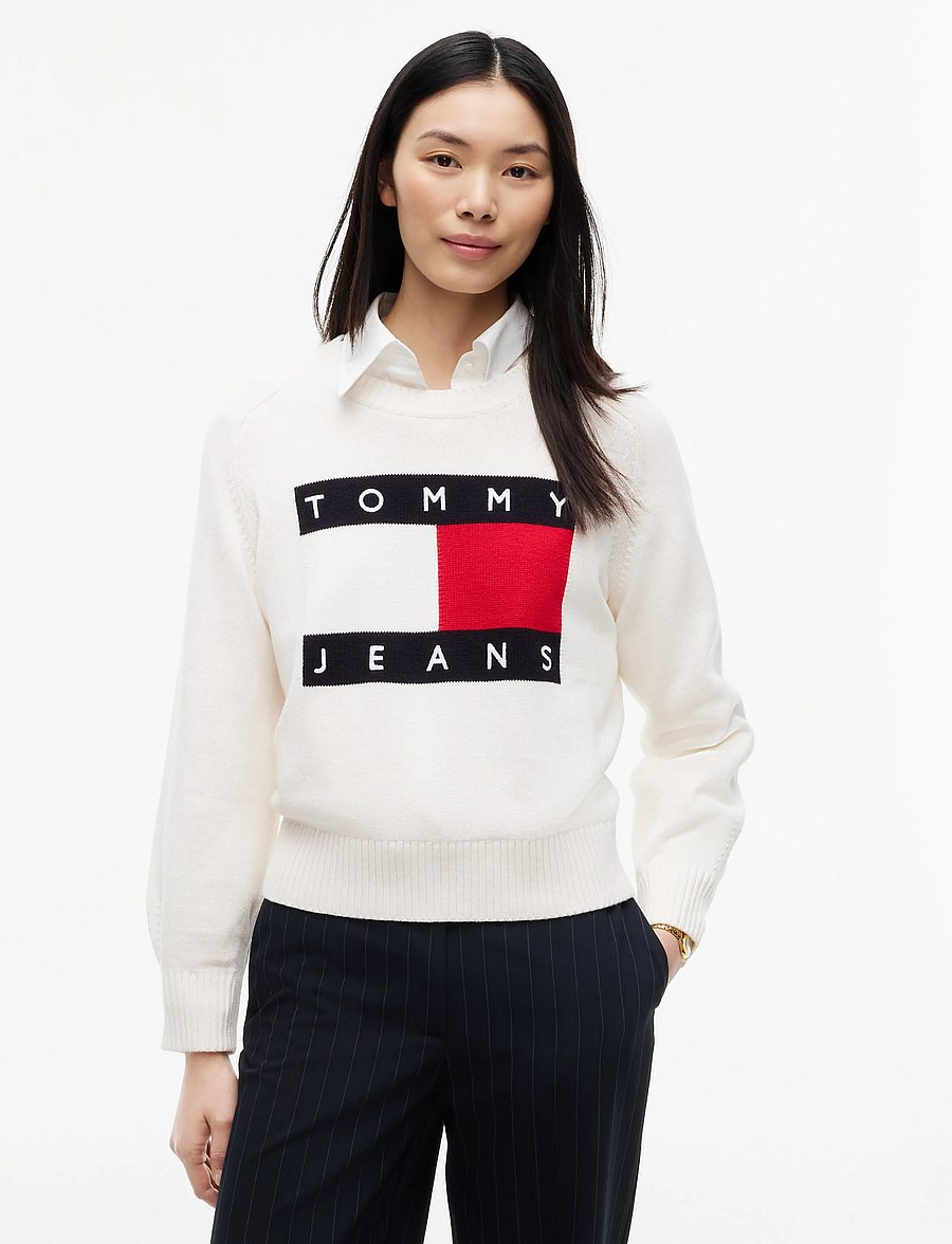 Tommy Jeans - TJW FLAG SWEATER EXT - jumpers - off white - 0