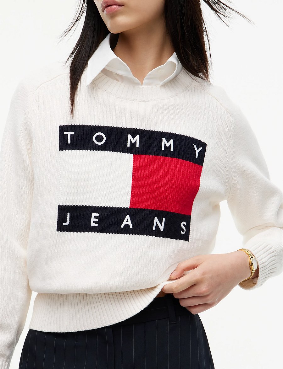Tommy Jeans - TJW FLAG SWEATER EXT - jumpers - off white - 3