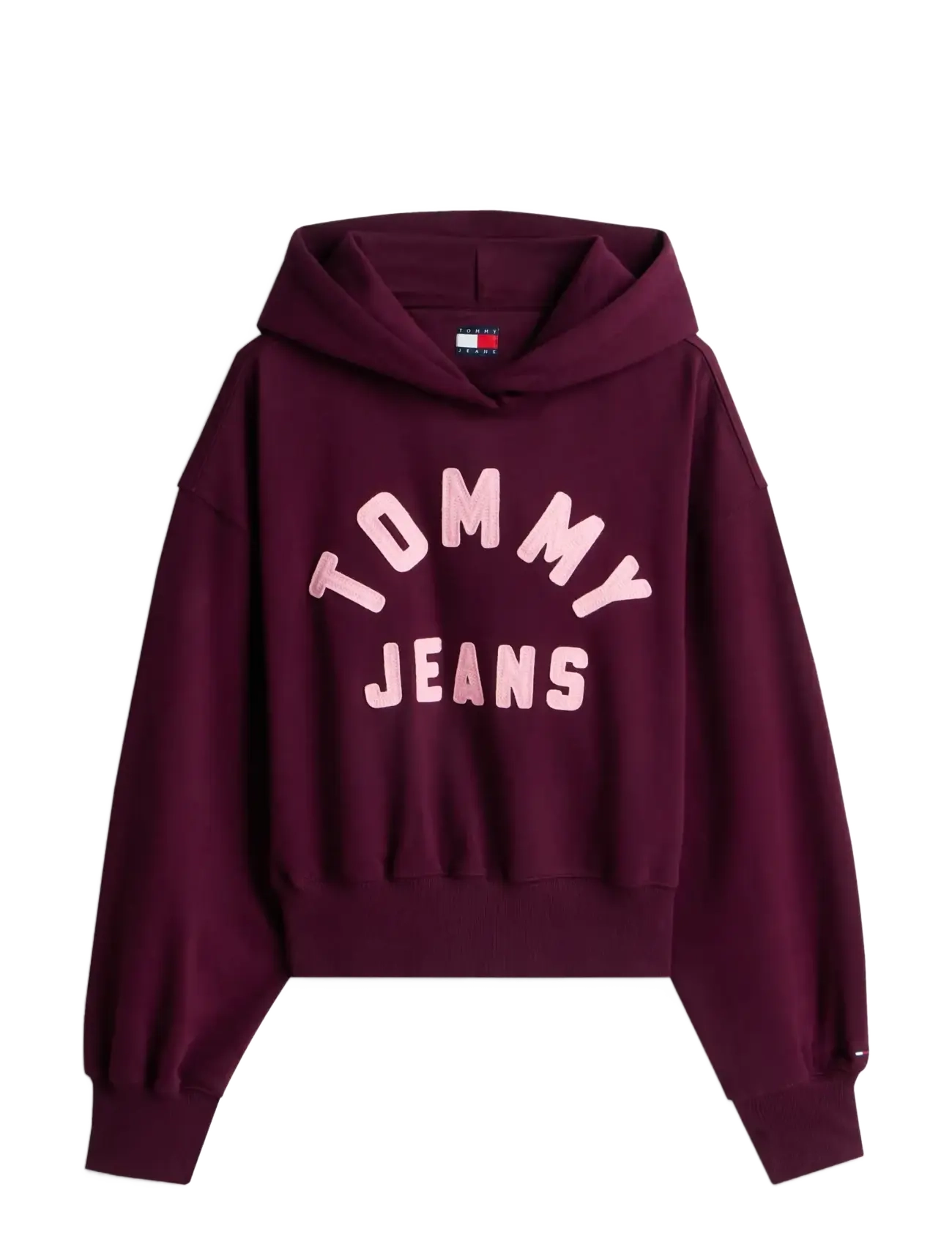 Tommy Jeans TJW OVS SH TOMMY ARCH HOODIE - T-särgid ja topid - CALYPSO BERRY / burgundy