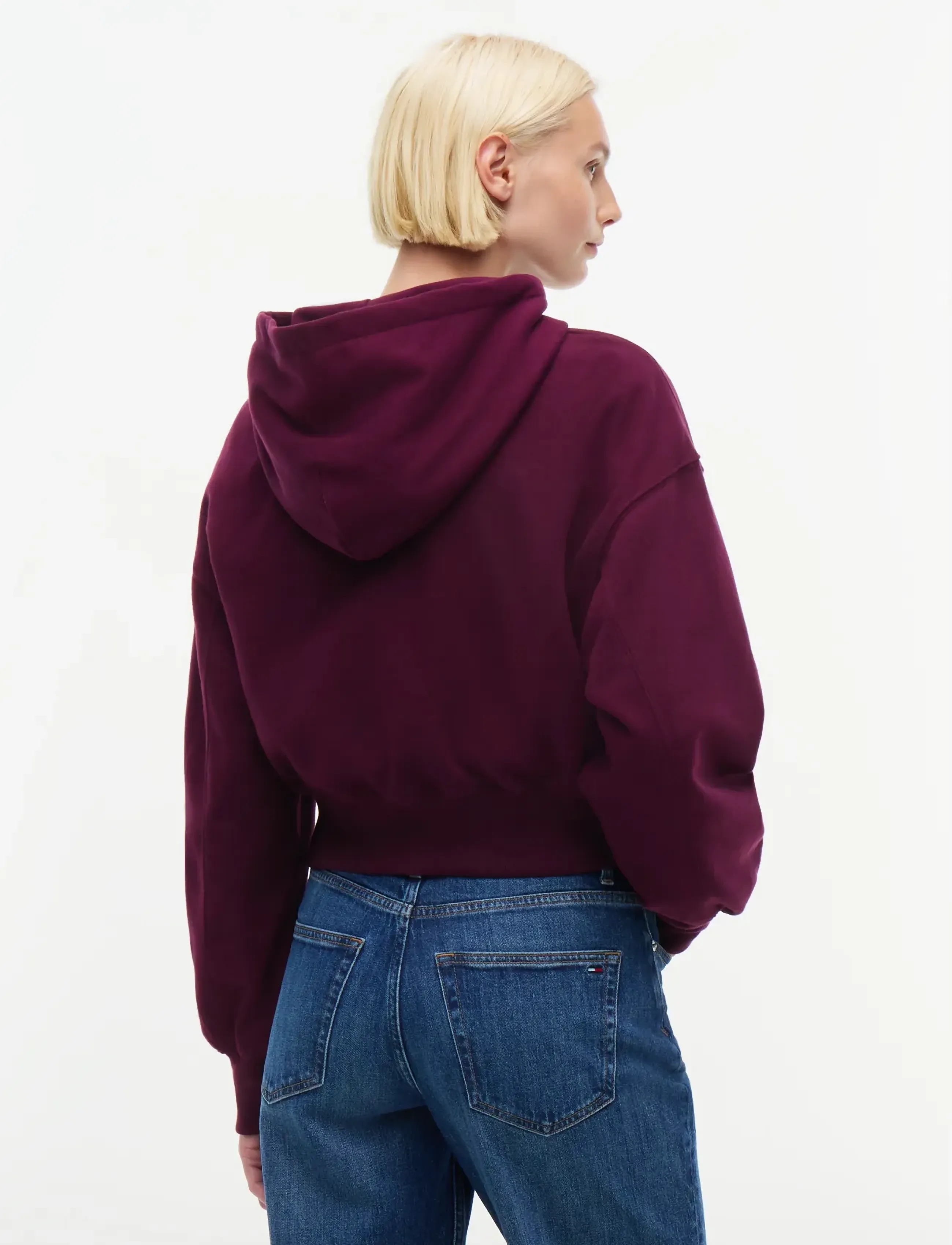 Tommy Jeans - TJW OVS SH TOMMY ARCH HOODIE - lühikesed topid - calypso berry - 2
