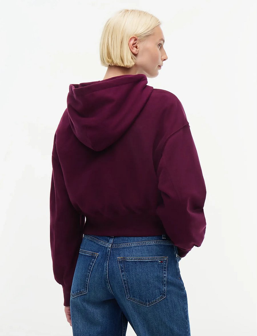 Tommy Jeans - TJW OVS SH TOMMY ARCH HOODIE - lühikesed topid - calypso berry - 2