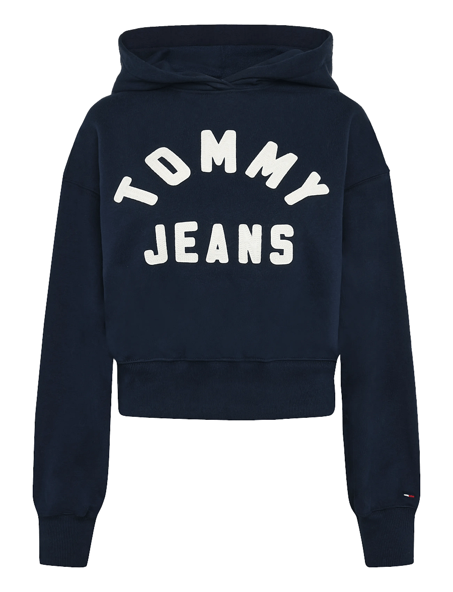 Tommy Jeans - TJW OVS SH TOMMY ARCH HOODIE - crop tops - dark blue - 0