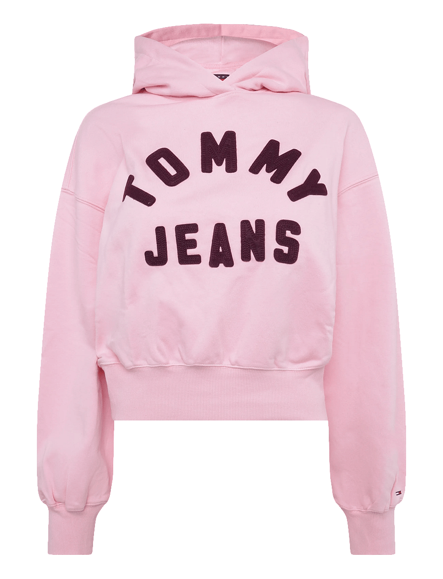 Tommy Jeans - TJW OVS SH TOMMY ARCH HOODIE - lühikesed topid - pink sugar - 0