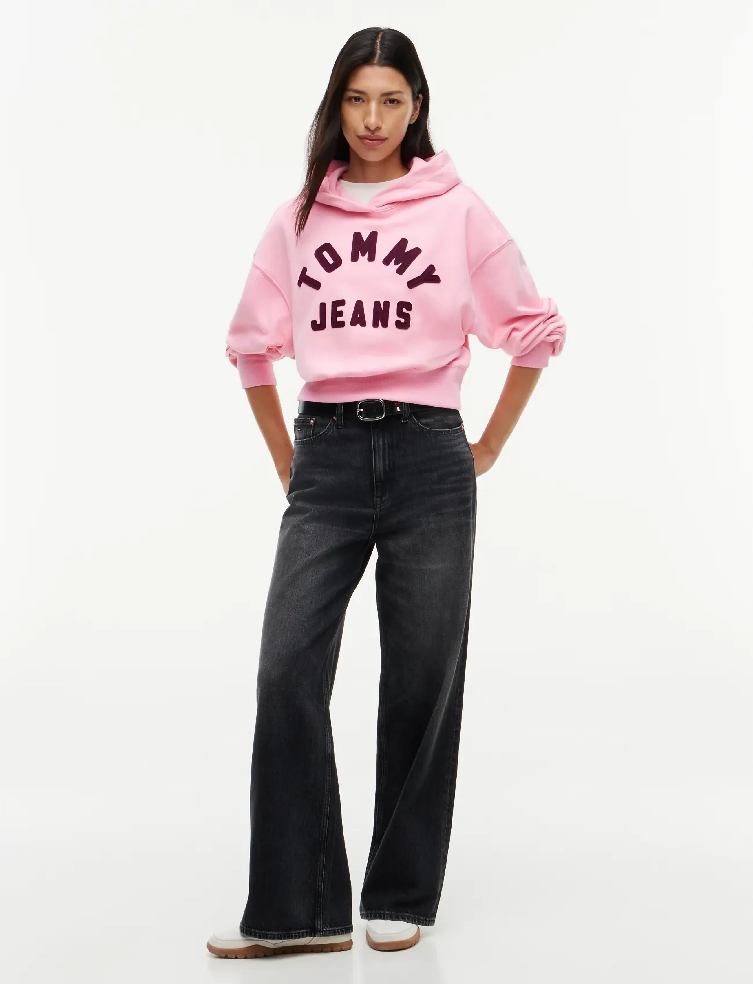 Tommy Jeans - TJW OVS SH TOMMY ARCH HOODIE - któtkie bluzki - pink sugar - 5