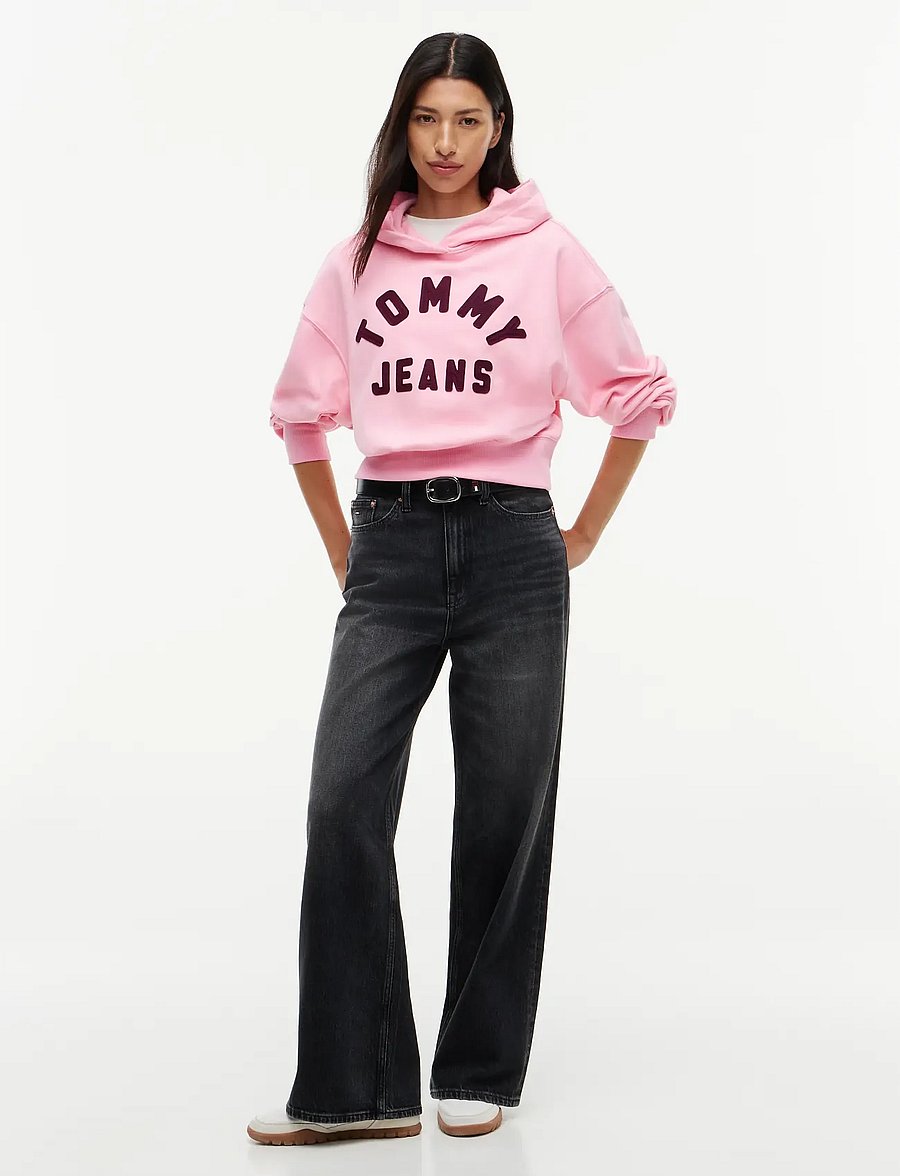 Tommy Jeans - TJW OVS SH TOMMY ARCH HOODIE - któtkie bluzki - pink sugar - 5