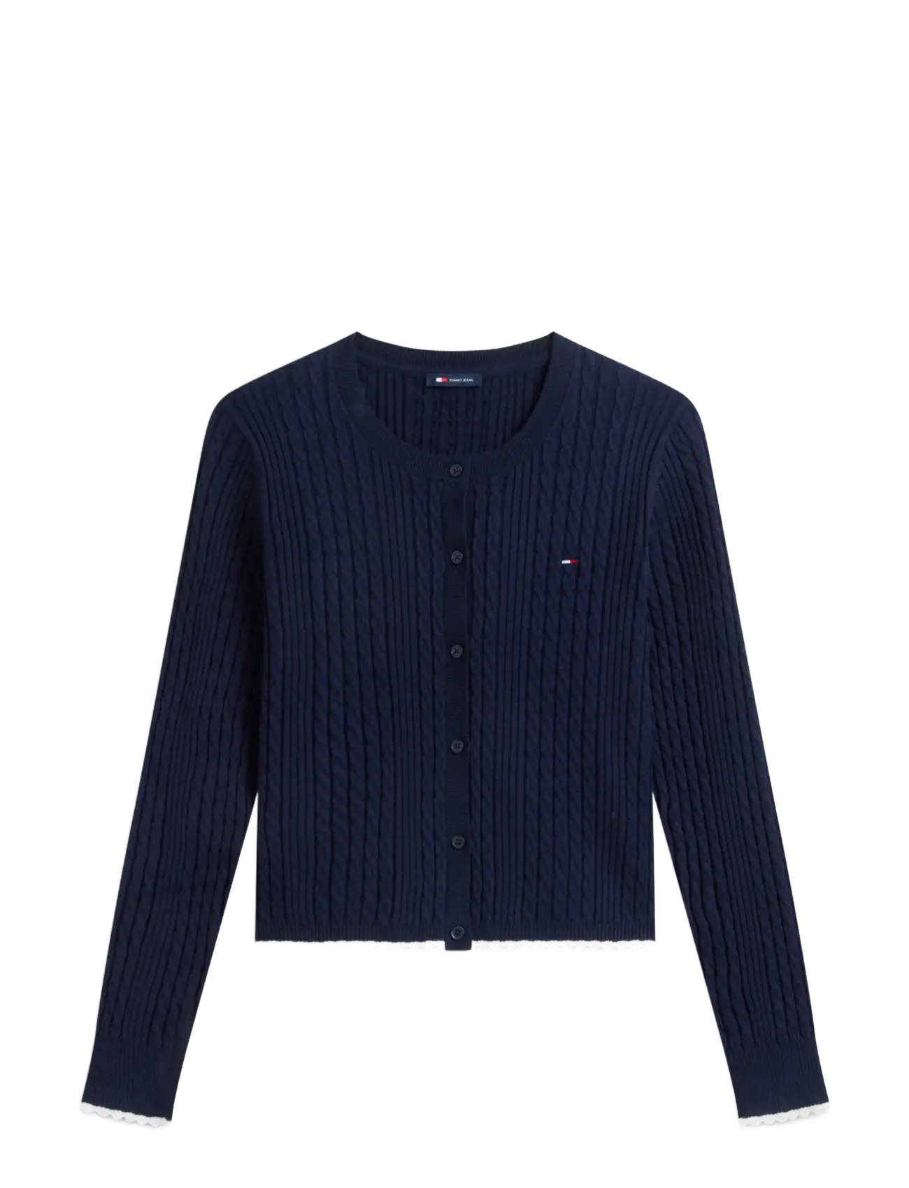 Tommy Jeans TJW CABLE CREW NECK CARDIGAN EXT - Koftor - DARK BLUE / navy