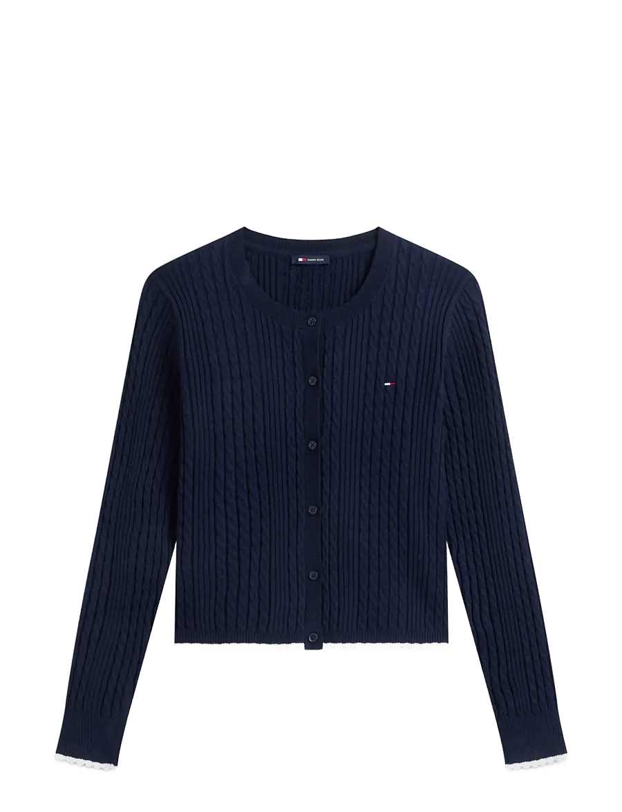 Tommy Jeans - TJW CABLE CREW NECK CARDIGAN EXT - koftor - dark blue - 1
