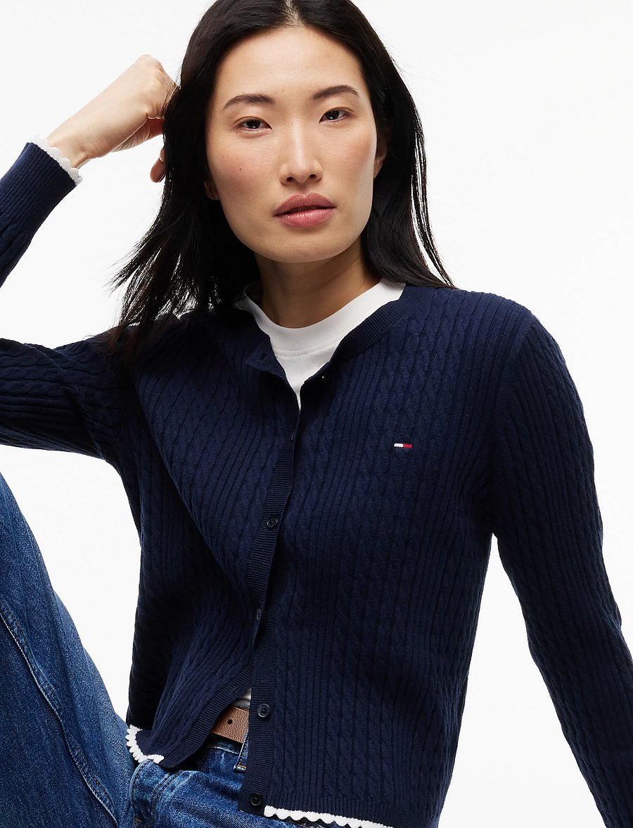 Tommy Jeans - TJW CABLE CREW NECK CARDIGAN EXT - koftor - dark blue - 3