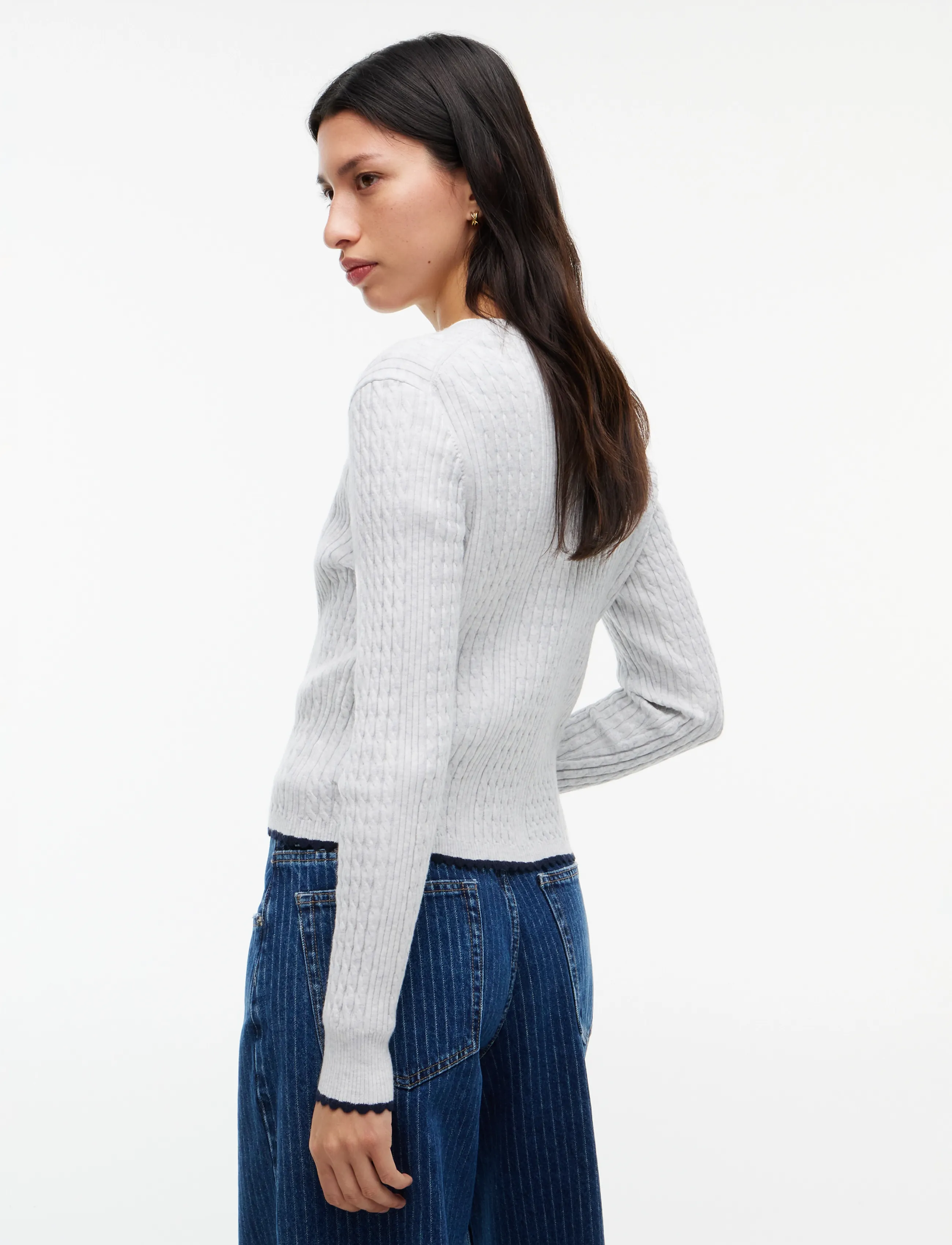 Tommy Jeans - TJW CABLE CREW NECK CARDIGAN EXT - kardiganid - ice grey heather - 2