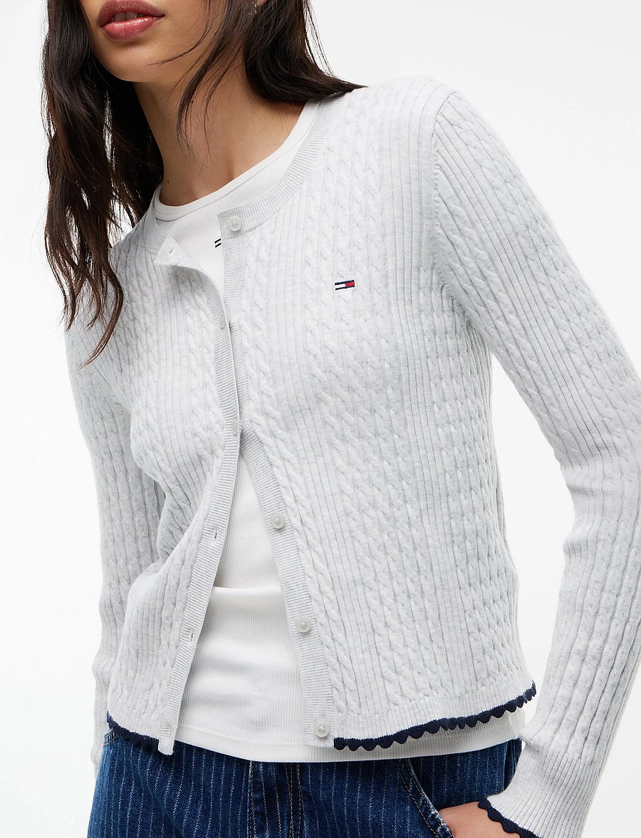 Tommy Jeans - TJW CABLE CREW NECK CARDIGAN EXT - kardiganid - ice grey heather - 3