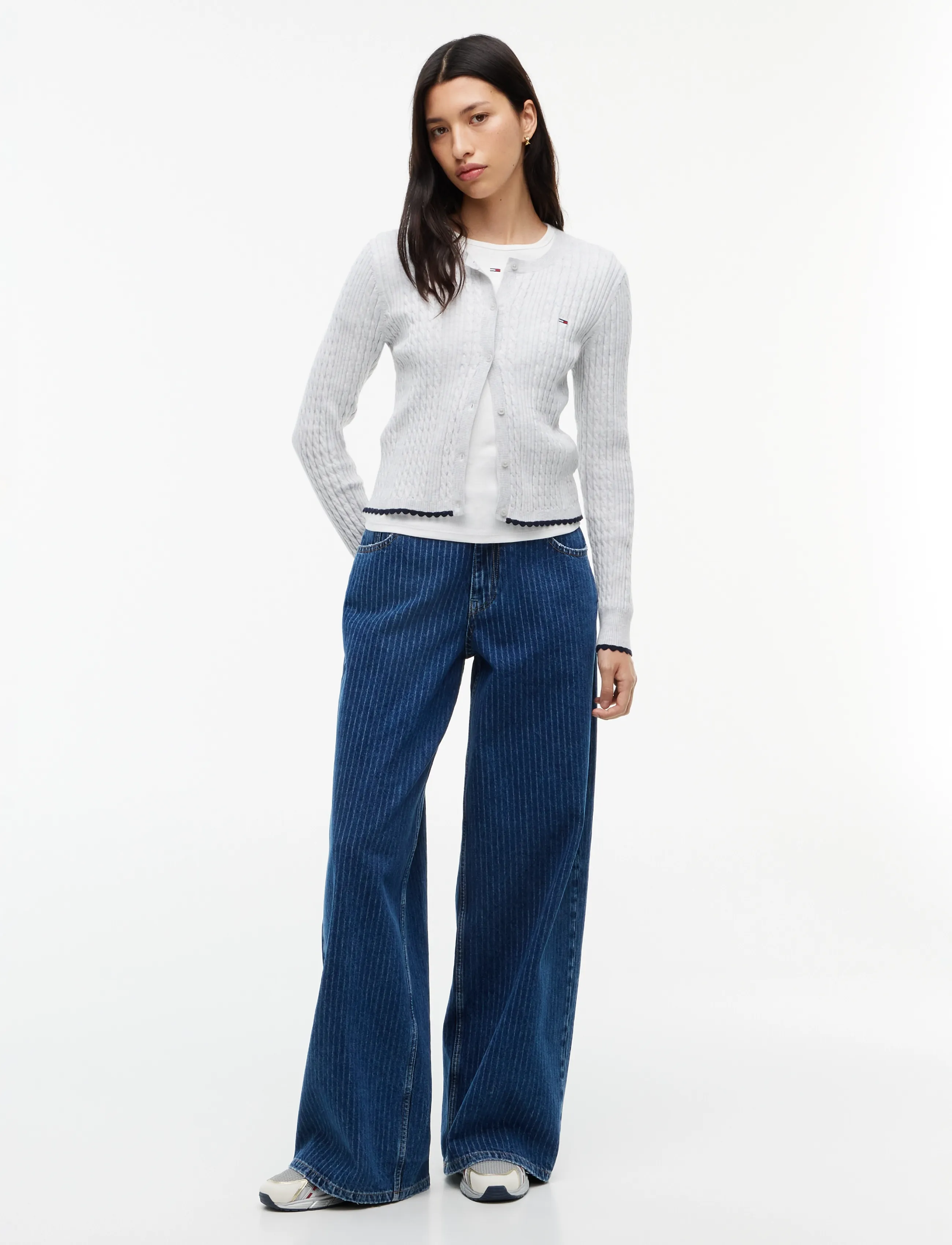 Tommy Jeans - TJW CABLE CREW NECK CARDIGAN EXT - kardiganid - ice grey heather - 4