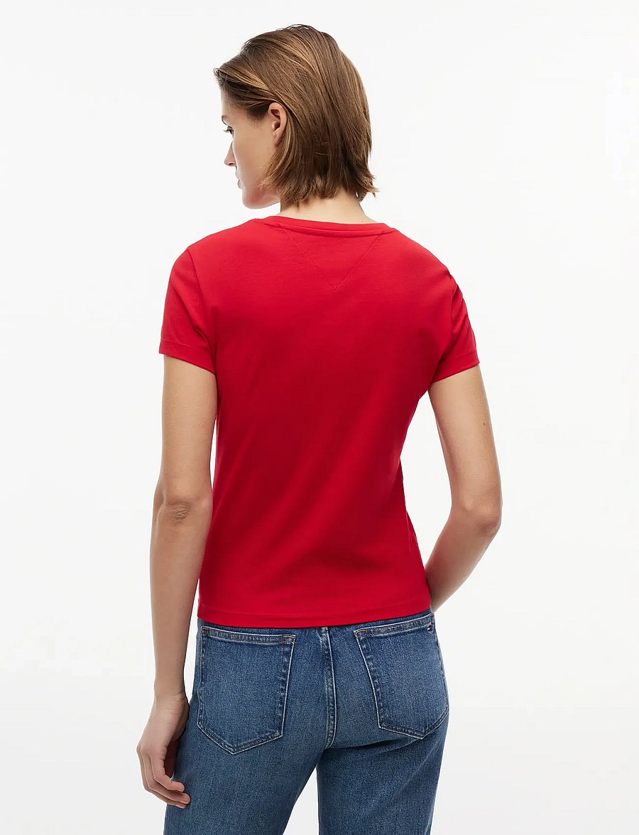 Tommy Jeans - TJW SLIM ESS LOGO 1 SS TEE EXT - t-shirts - amaryllis red - 2
