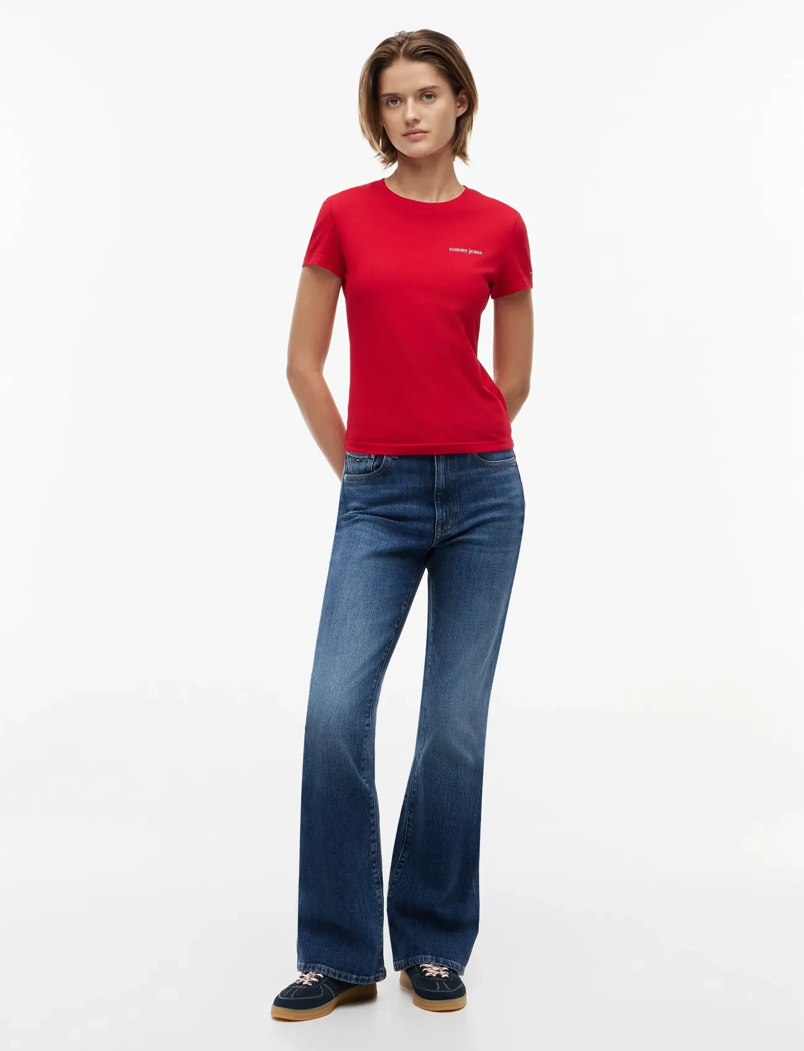 Tommy Jeans - TJW SLIM ESS LOGO 1 SS TEE EXT - t-shirts - amaryllis red - 4