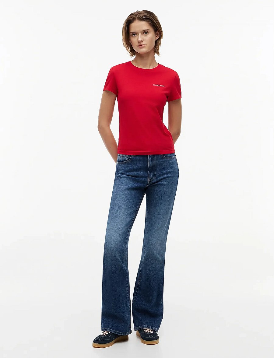 Tommy Jeans - TJW SLIM ESS LOGO 1 SS TEE EXT - t-shirts - amaryllis red - 4