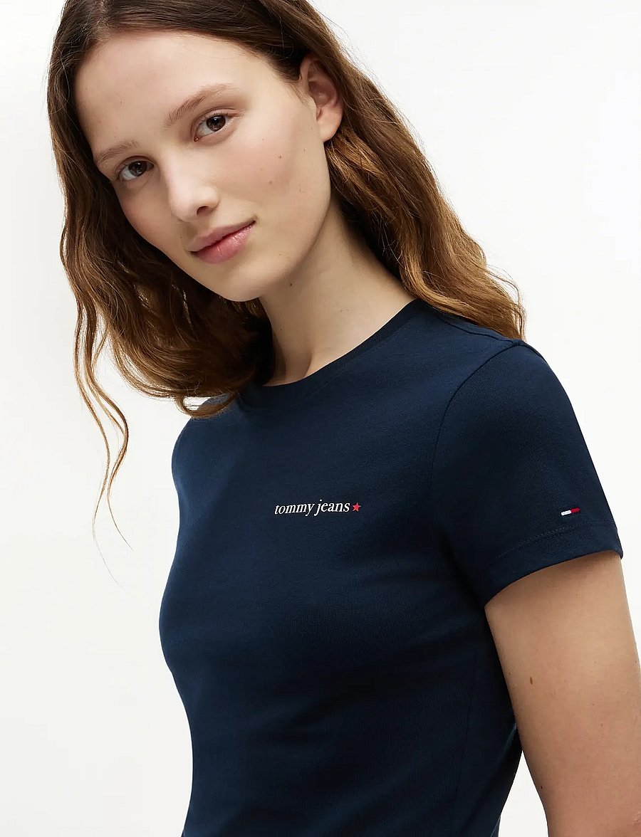 Tommy Jeans - TJW SLIM ESS LOGO 1 SS TEE EXT - t-shirts - dark night navy - 3
