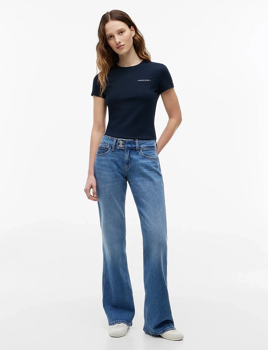 Tommy Jeans - TJW SLIM ESS LOGO 1 SS TEE EXT - t-shirts - dark night navy - 4