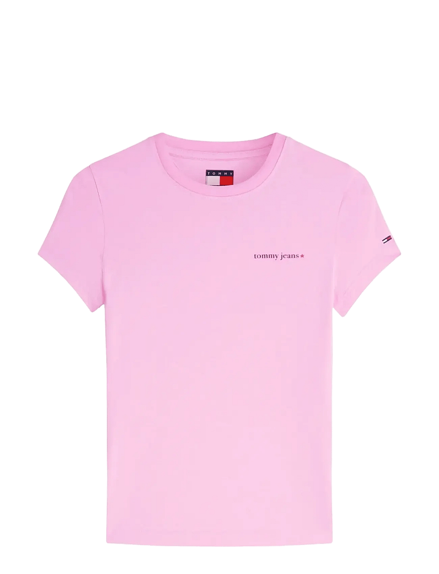 Tommy Jeans - TJW SLIM ESS LOGO 1 SS TEE EXT - t-shirts - pink daisy - 1