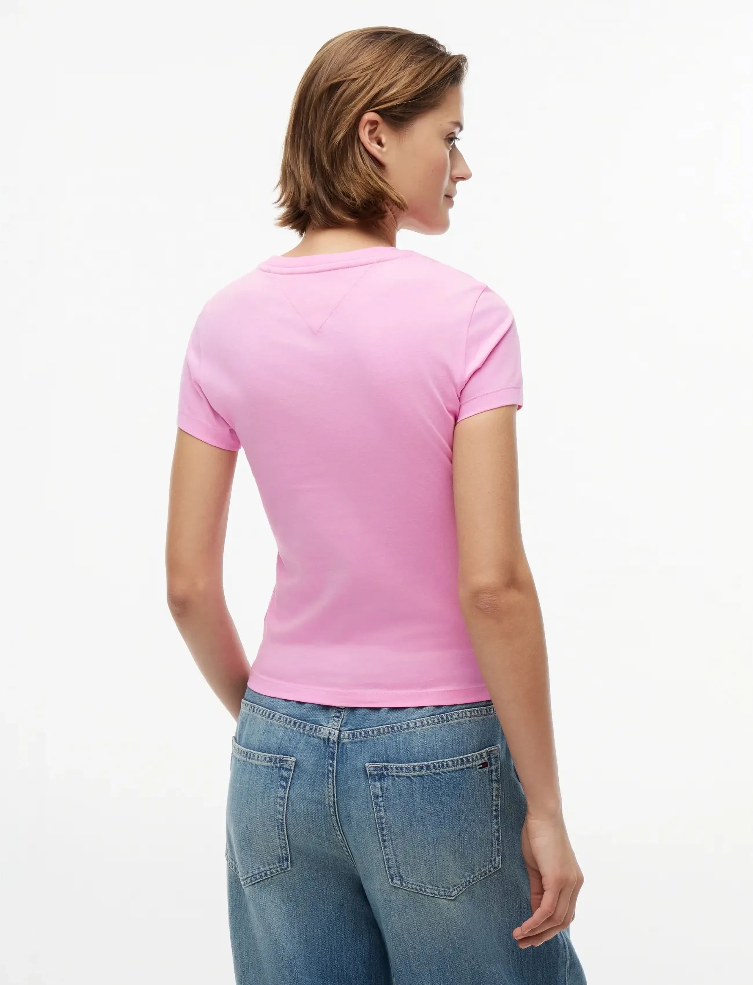Tommy Jeans - TJW SLIM ESS LOGO 1 SS TEE EXT - t-shirts - pink daisy - 2
