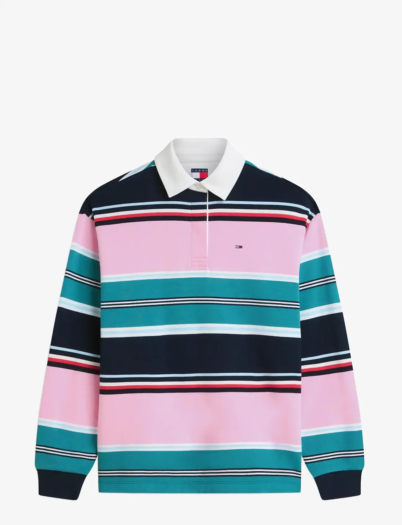 Tommy Jeans - TJW RLX MULTI STRIPE RUGBY EXT - langærmede toppe - pink daisy   multi stripe - 1
