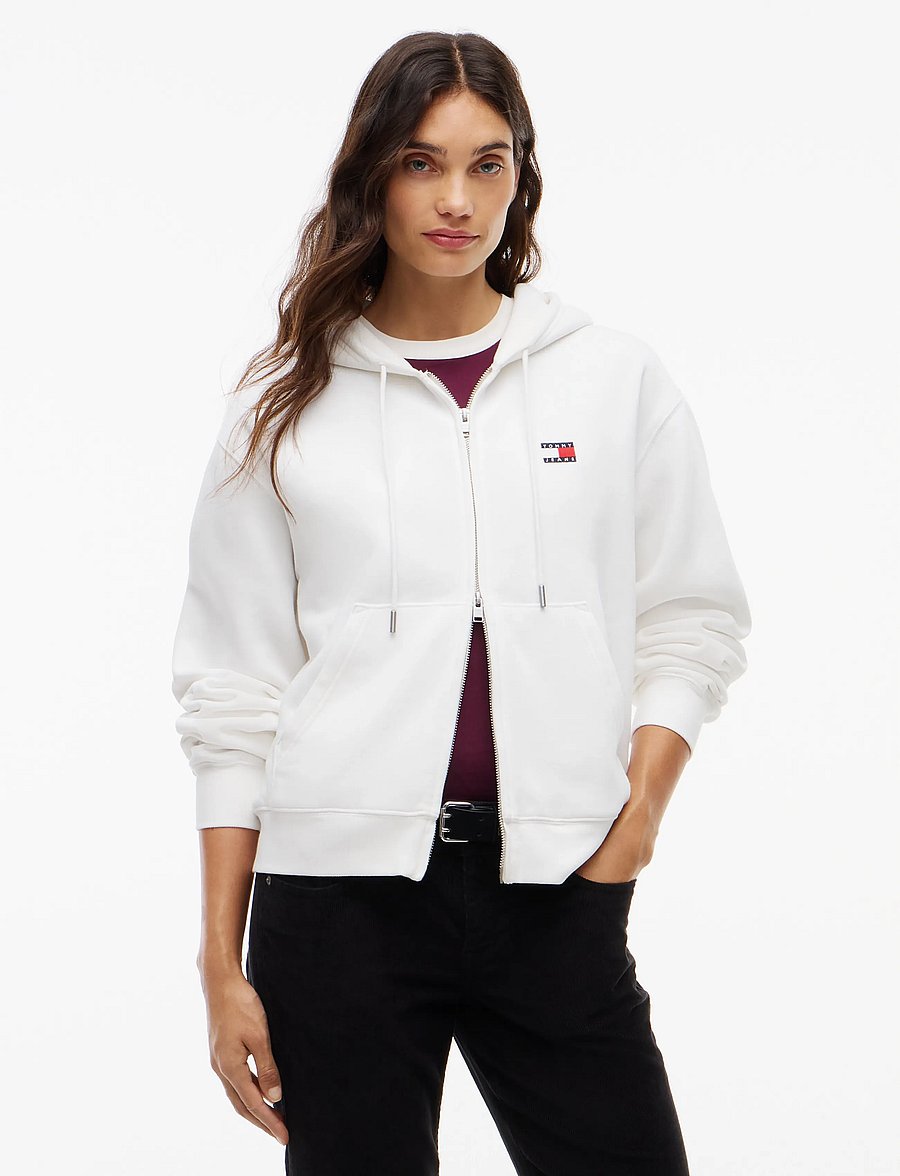 Tommy Jeans - TJW BADGE ZIP THROUGH EXT - leichte jacken - ecru - 0