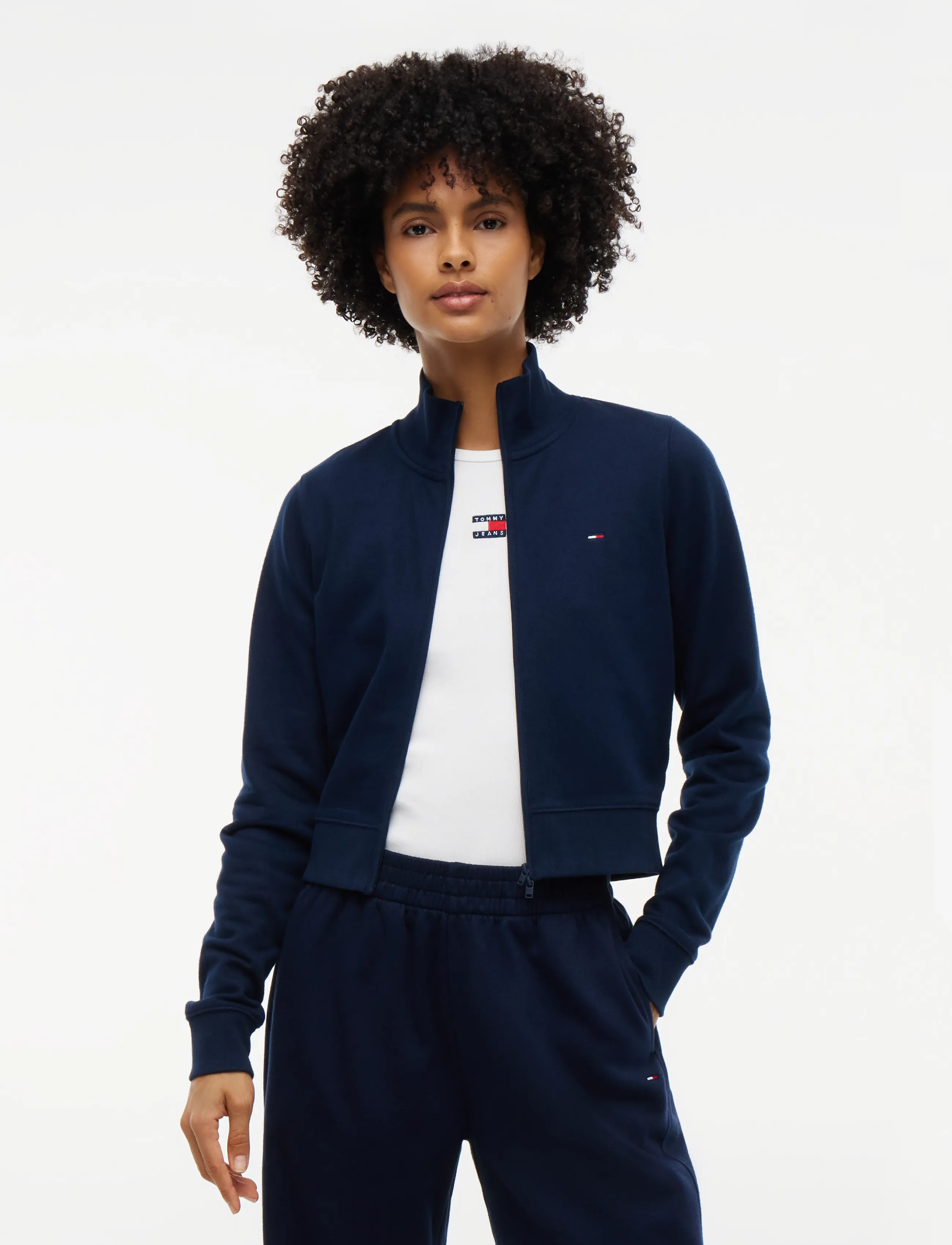 Tommy Jeans TJW S FLAG FITTED ZIP THRU EXT - Tommy Hilfiger - DARK BLUE / navy
