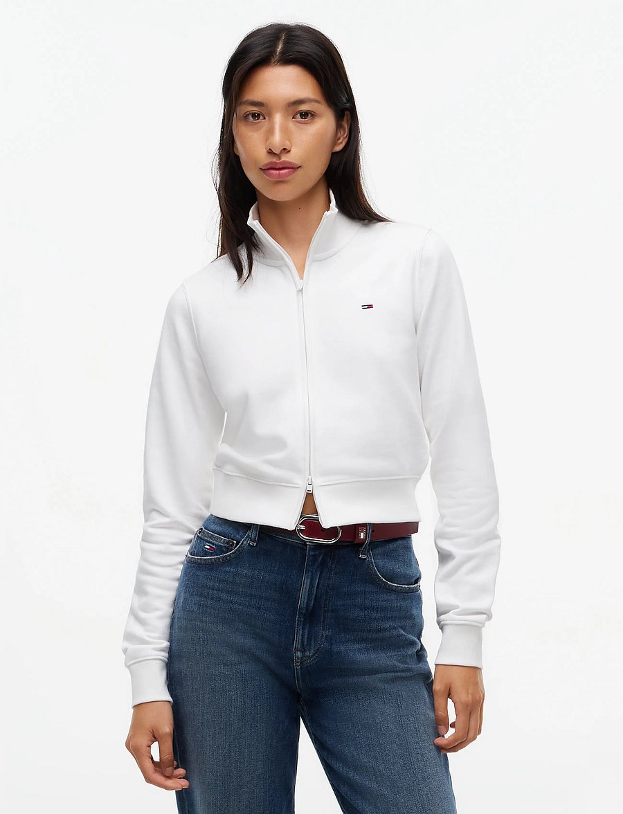 Tommy Jeans - TJW S FLAG FITTED ZIP THRU EXT - vardagsstil - ecru - 0