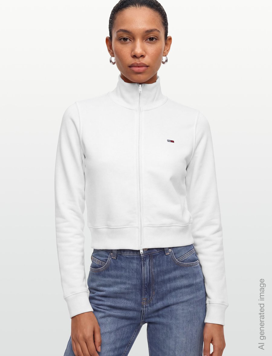 Tommy Jeans - TJW S FLAG FITTED ZIP THRU EXT - sweatshirts - ecru - 3