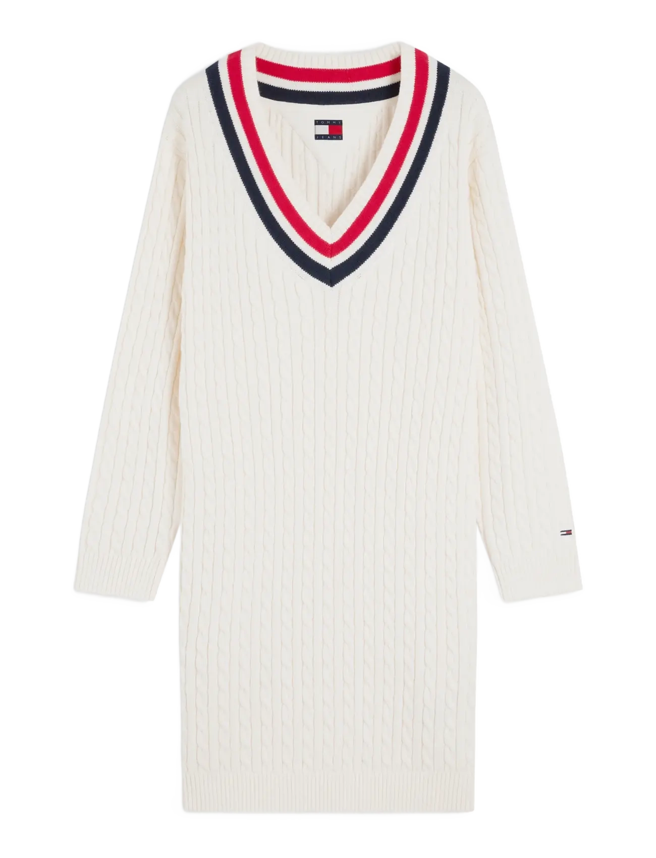 Tommy Jeans - TJW CABLE RWB SWEATER DRESS EXT - off white - 1