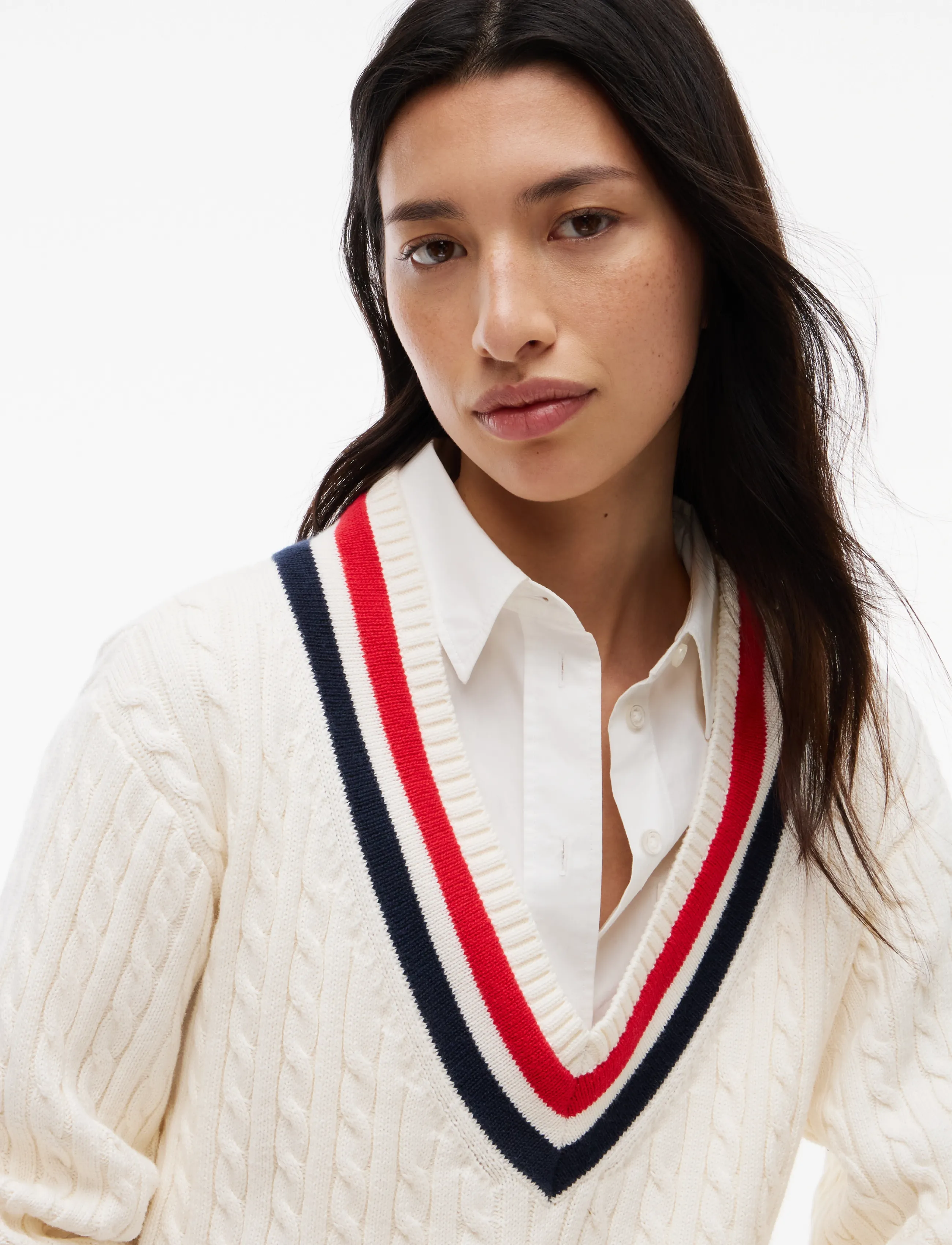 Tommy Jeans - TJW CABLE RWB SWEATER DRESS EXT - off white - 2