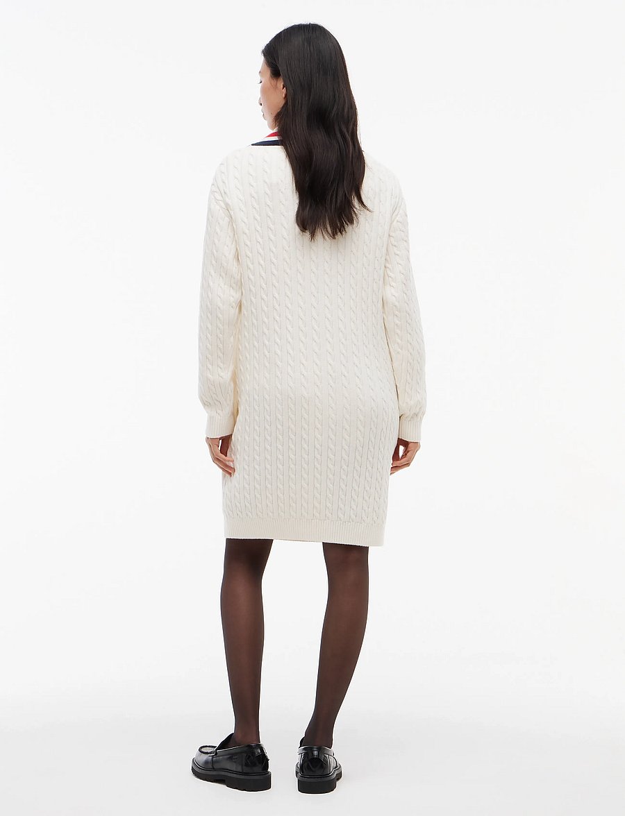 Tommy Jeans - TJW CABLE RWB SWEATER DRESS EXT - knitted dresses - off white - 4