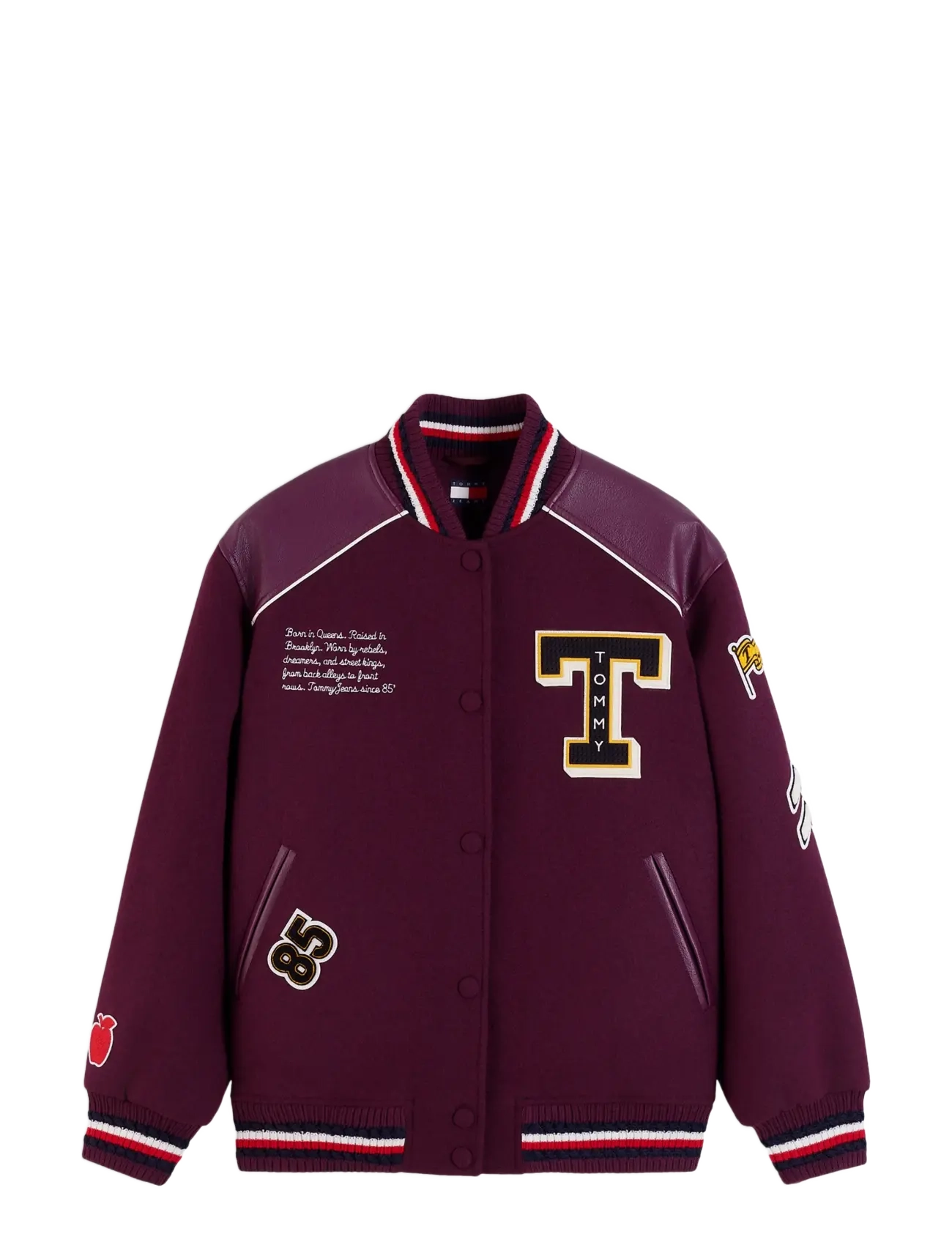 Tommy Jeans TJW FLAG VARSITY JACKET - Jackor & Kappor - CALYPSO BERRY MELANGE / burgundy