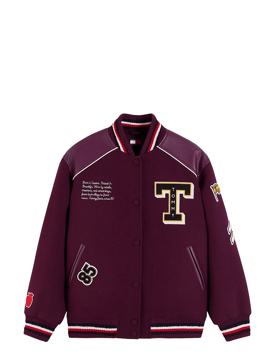 Tommy Jeans - TJW FLAG VARSITY JACKET - bomber jackets - calypso berry melange - 0