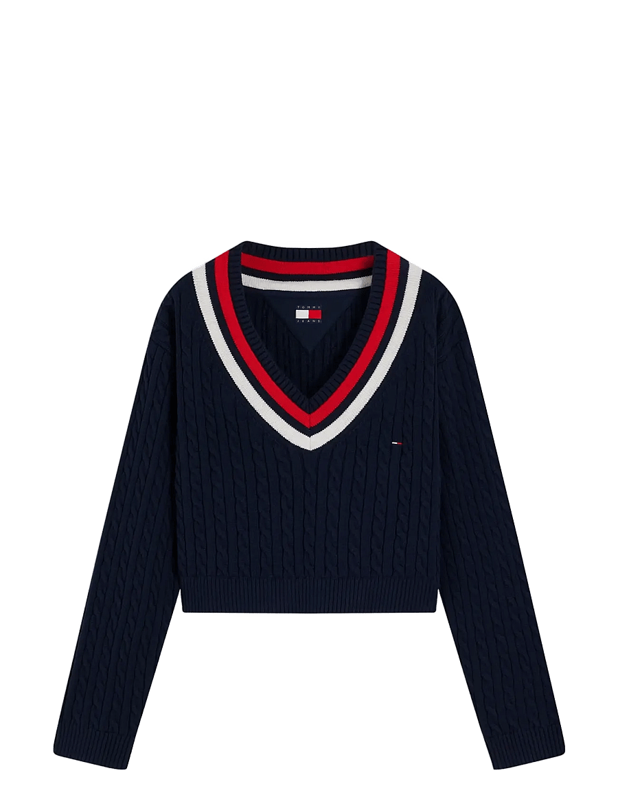 Tommy Jeans - TJW CABLE TIPPING SWEATER EXT - jumpers - dark blue - 1
