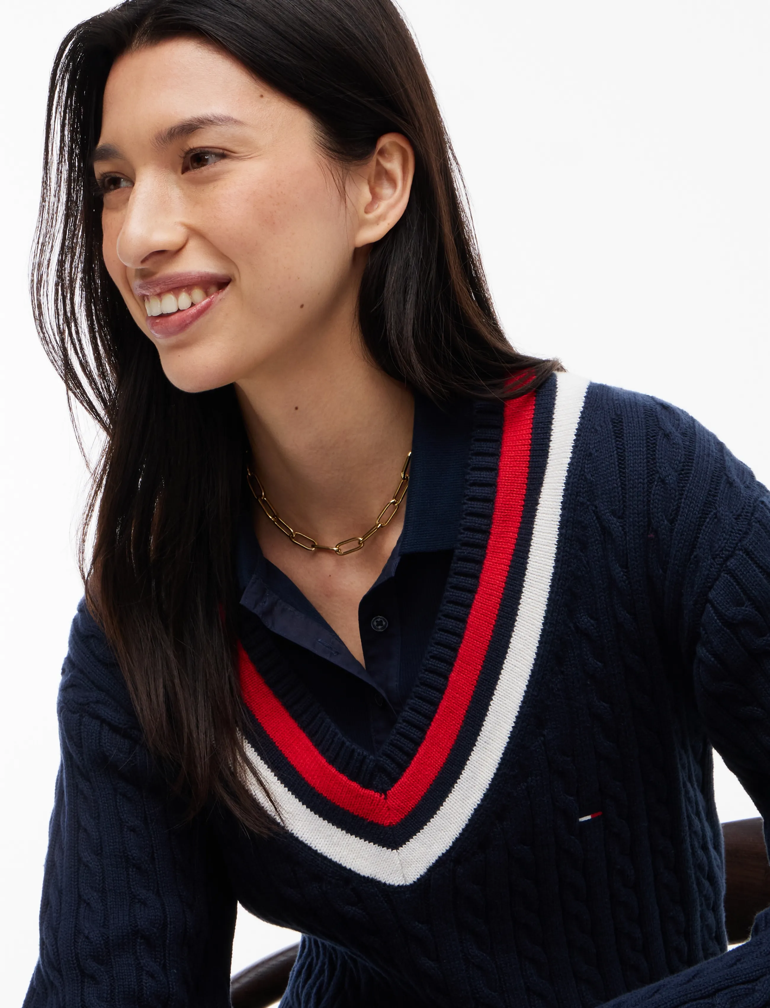 Tommy Jeans - TJW CABLE TIPPING SWEATER EXT - jumpers - dark blue - 3