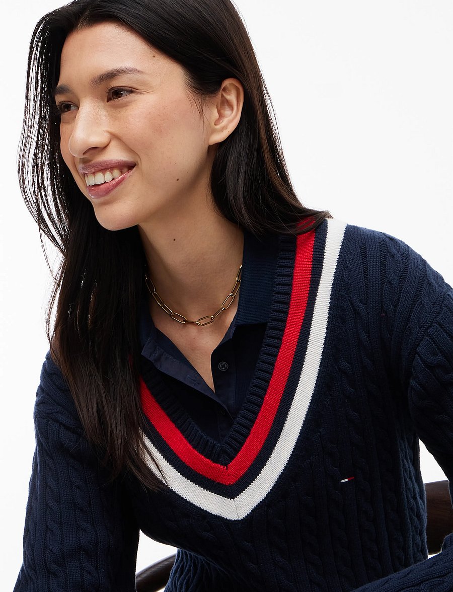 Tommy Jeans - TJW CABLE TIPPING SWEATER EXT - jumpers - dark blue - 3
