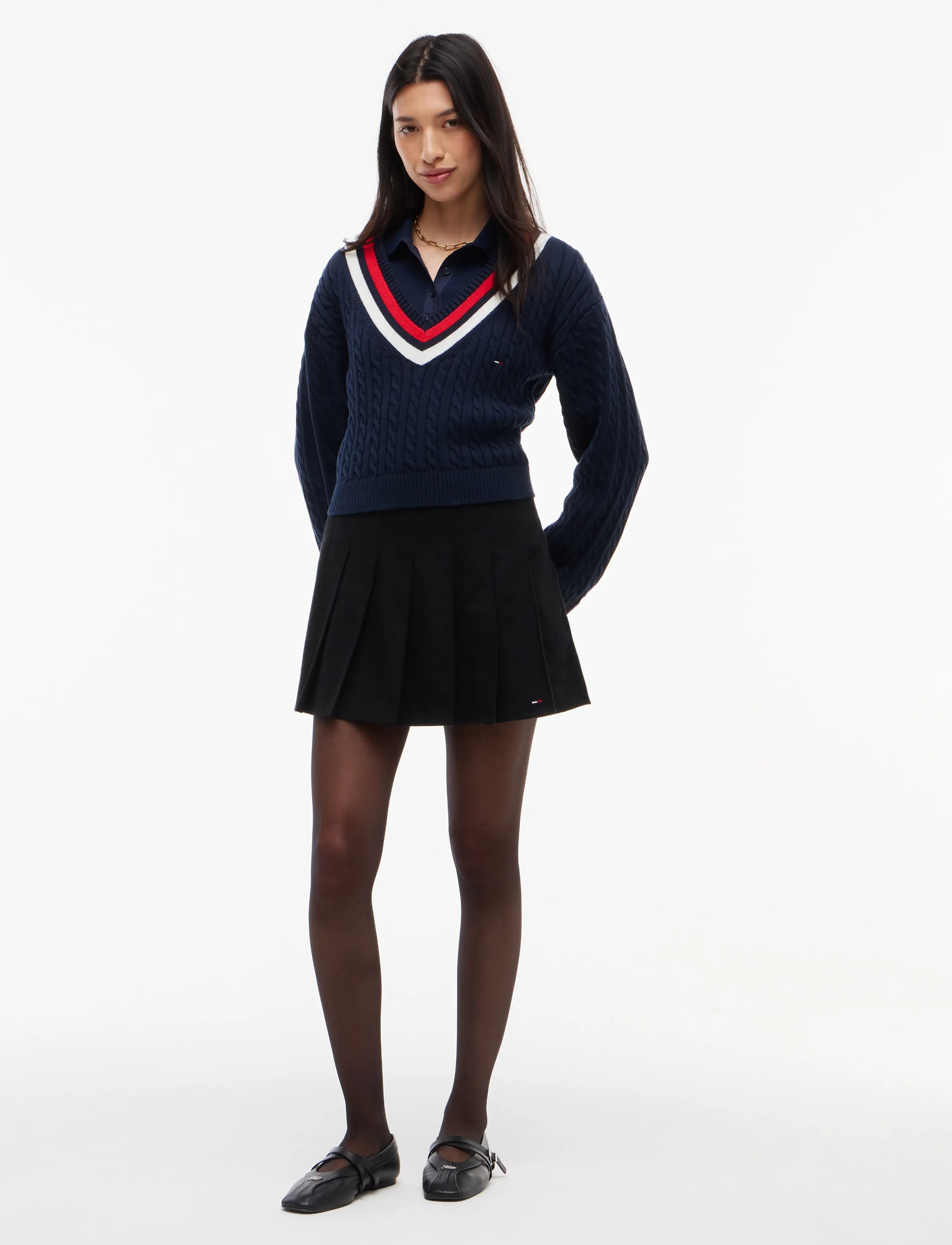 Tommy Jeans - TJW CABLE TIPPING SWEATER EXT - jumpers - dark blue - 4