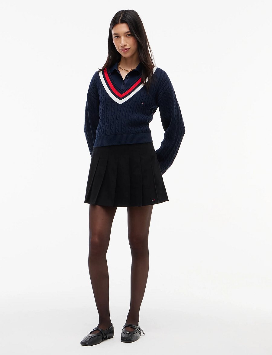 Tommy Jeans - TJW CABLE TIPPING SWEATER EXT - jumpers - dark blue - 4